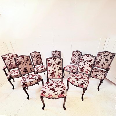 Lot 221 - ROCHE BOBOIS LOUIS XV STYLE DINING CHAIRS, A SET OF 8.