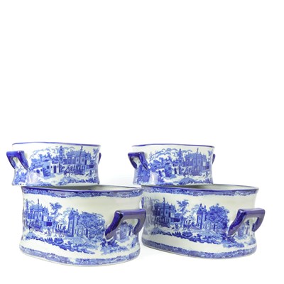 Lot 159 - IRONSTONE STYLE PLANTERS, 2 GRADUATED PAIRS.