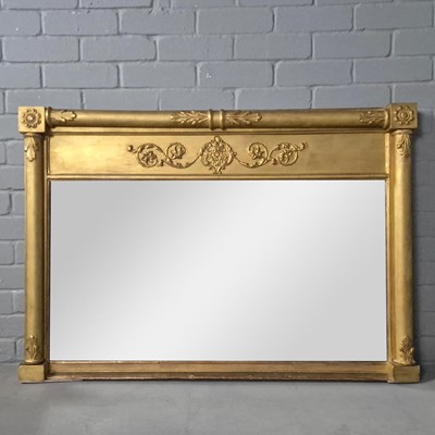 Lot 201 - 19th CENTURY GILTWOOD OVERMANTEL MIRROR.