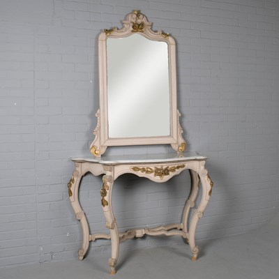 Lot 168 - CONSOLE TABLE AND WALL MIRROR (2).