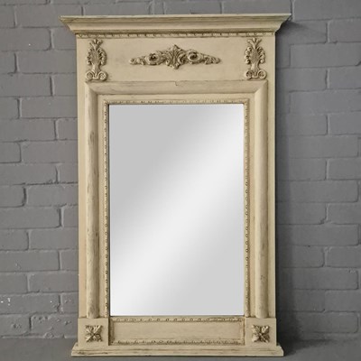 Lot 370 - OVERMANTEL, DISTRESSED PAINTED CREAM FRAME.