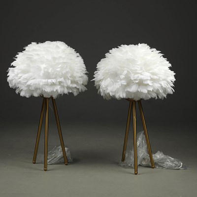 Lot 145 - FEATHER CLOUD TABLE LAMPS, A PAIR.