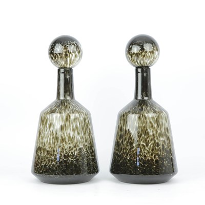 Lot 236 - MURANO STYLE GLASS DECANTER, A PAIR.