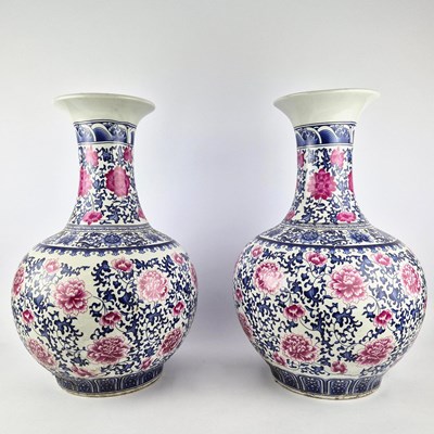 Lot 259 - CHINESE STYLE CERAMIC VASES, A PAIR.