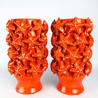 Lot 318 - STARFISH CERAMIC VASES, A PAIR.