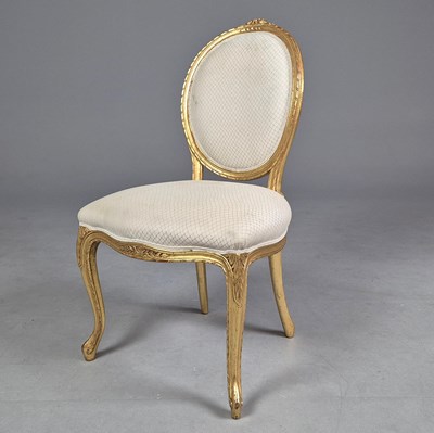 Lot 365 - ATTRIBUTED TO LA MAISON LONDON LOUIS XV STYLE GILT CHAIR.