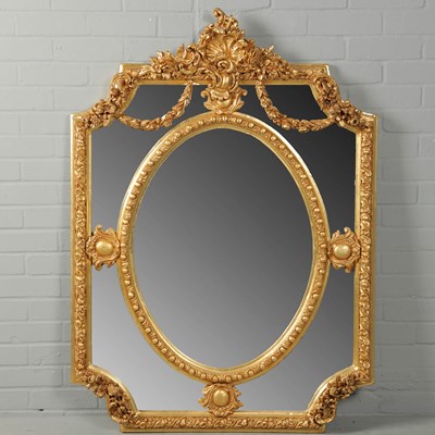 Lot 323 - LOUIS XV STYLE WALL MIRROR.