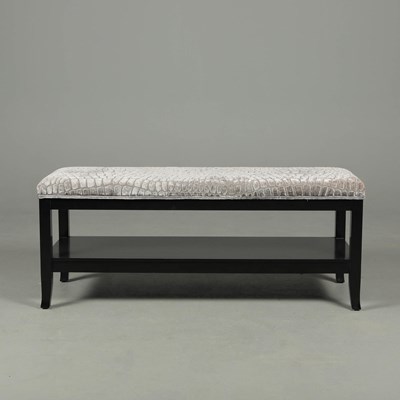 Lot 156 - LONG STOOL, WITH OSBORNE AND LITTLE VELVET TOP.