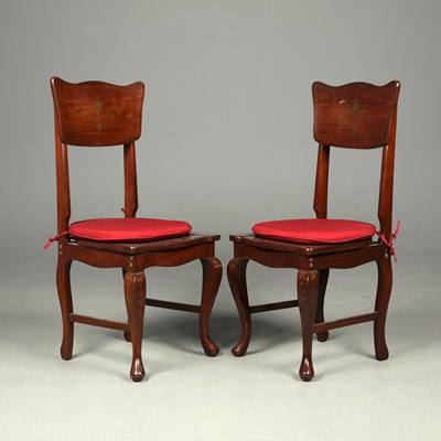 Lot 128 - ANGLO-INDIAN STYLE SIDE CHAIRS, A PAIR.