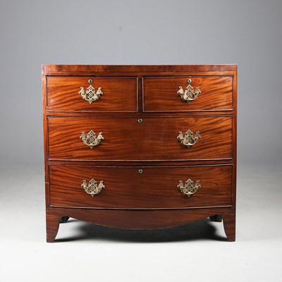 Lot 297 - 19TH CENTURY MAHOGANY BOWFRONT CHEST.