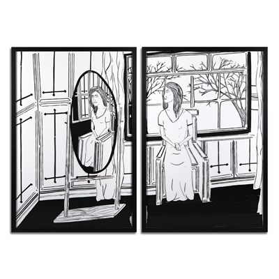 Lot 74 - BENJAMIN MURPHY (BRITISH). UNTITLED (DIPTYCH: WOMAN AND HER REFLECTION) (2). (d)
