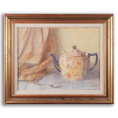 Lot 65 - RICHARD SORRELL ( B.1948). STILL LIFE WITH TEAPOT. (d)