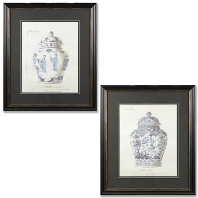 Lot 55 - PRINTS OF BLUE AND WHITE CERAMICS, 2 DIFFERING.