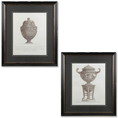 Lot 56 - PRINTS OF CLASSICAL STYLE URNS, 2 DIFFERING.