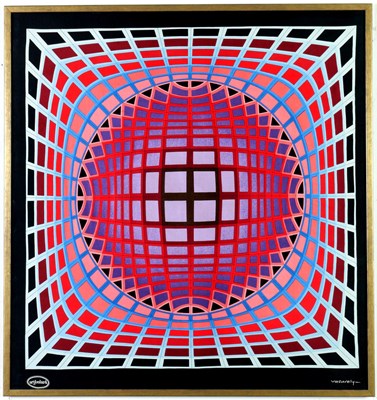Lot 9 - VICTOR VASARELY. OP ART ON SILK. (d)
