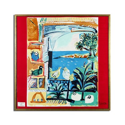 Lot 34 - AFTER PABLO PICASSO. LES PIGEONS ON SILK.