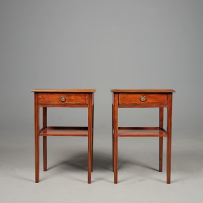 Lot 317 - GEORGE III DESIGN YEW WOOD LAMP TABLES (2)