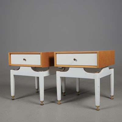 Lot 81 - PAIR OF G PLAN OAK AND WHITE PAINTED BEDSIDE TABLES (2).
