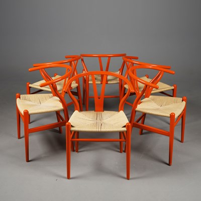 Lot 57 - CARL HANSEN & SON WISHBONE CHAIRS, A SET OF 6.