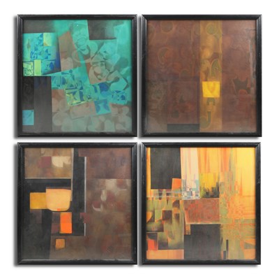 Lot 184 - DUMITRU VONICA (20th CENTURY, ROMANIAN) SET OF FOUR ABSTRACT WATERCOLOURS.