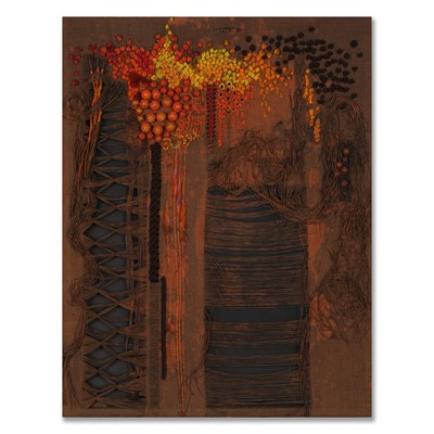 Lot 183 - 1960s WALL HANGING MIXED MEDIA TAPESTRY IN THE STYLE OF TADEK BEUTLICH.