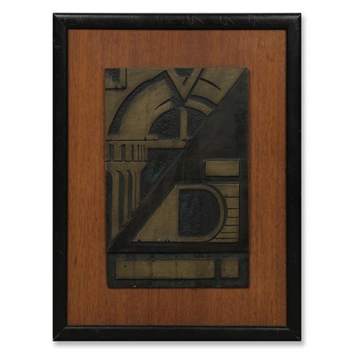 Lot 187 - IN THE MANNER OF EDUARDO PAOLOZZI. BRONZE COMMEMORATIVE PLAQUE.