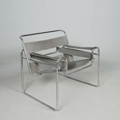 Lot 104 - AFTER MARCEL BREUER WASSILY DESIGN ARMCHAIR.