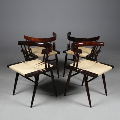 Lot 8 - ATTRIBUTED TO GEORGE NAKASHIMA AHMEDABAD CHAIRS, A SET OF 4.