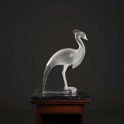 Lot 356 - A LALIQUE LOUISIANE FROSTED PEACOCK.