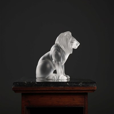 Lot 358 - A LALIQUE FROSTED GLASS BAMARA LION.