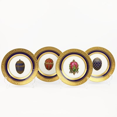 Lot 350 - A SET OF FOUR FABERGE CABINET PLATES.