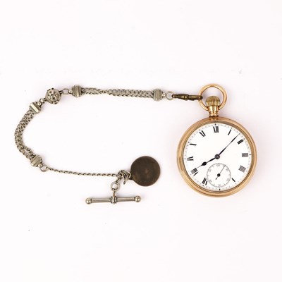 Lot 180 - A GEORGE V 9CT GOLD POCKET WATCH.