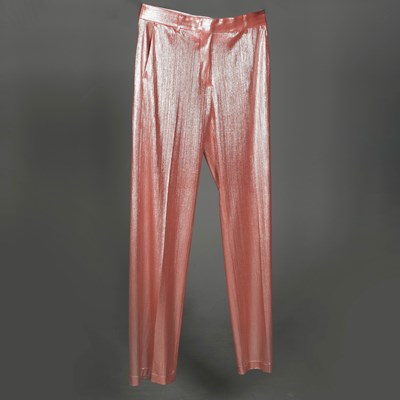 Lot 120 - AN MSGM OF MILANO PINK SATIN LADIES TROUSERS.